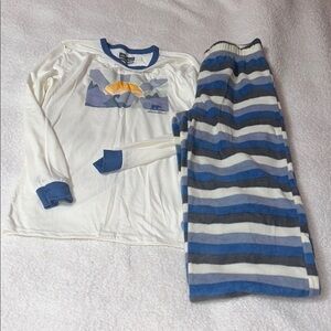 Eddie Bauer Blue and White Pajama Set with Cozy Stripes